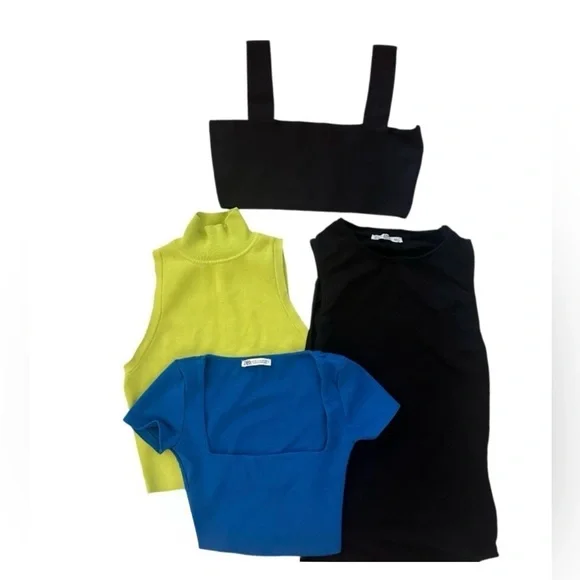 Zara Bundle Summer Essentials Tops Crop, Cami, Tank Bodysuit, Mock Neck, Size S - Picture 3 of 10